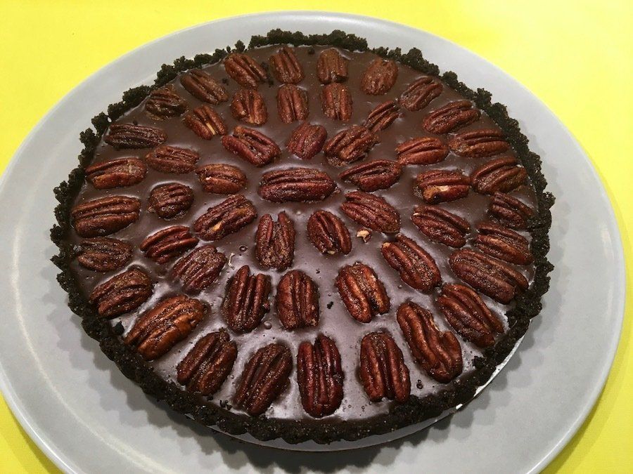 Chocolate Tart with Cinnamon Spiced Pecans